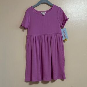 Cat & Jack Girls' Lavender Ribbed Short-Sleeve Dress